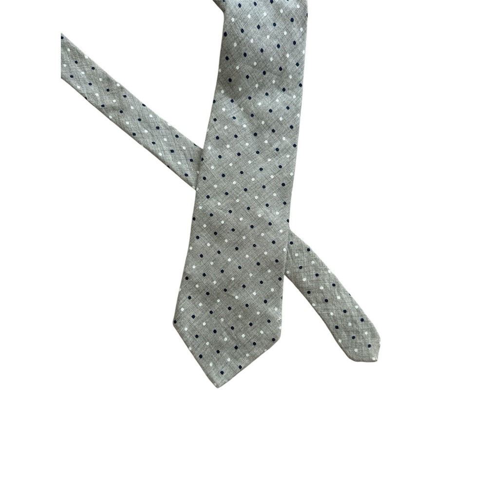 Brooks Brothers Makers Beige Polka Dot 100% Linen Made in USA Mens‎ Neck Tie